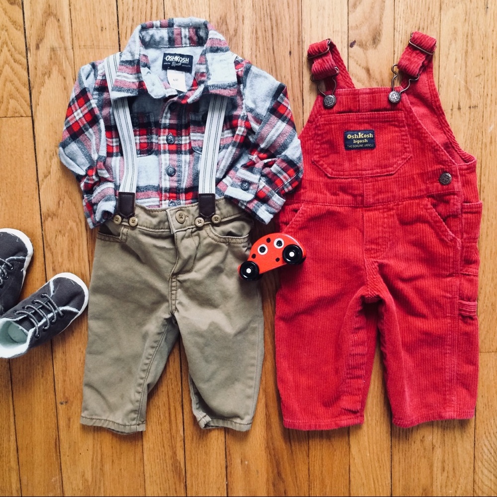 Boys Oshkosh Overalls Sz 6 mo Bundle!